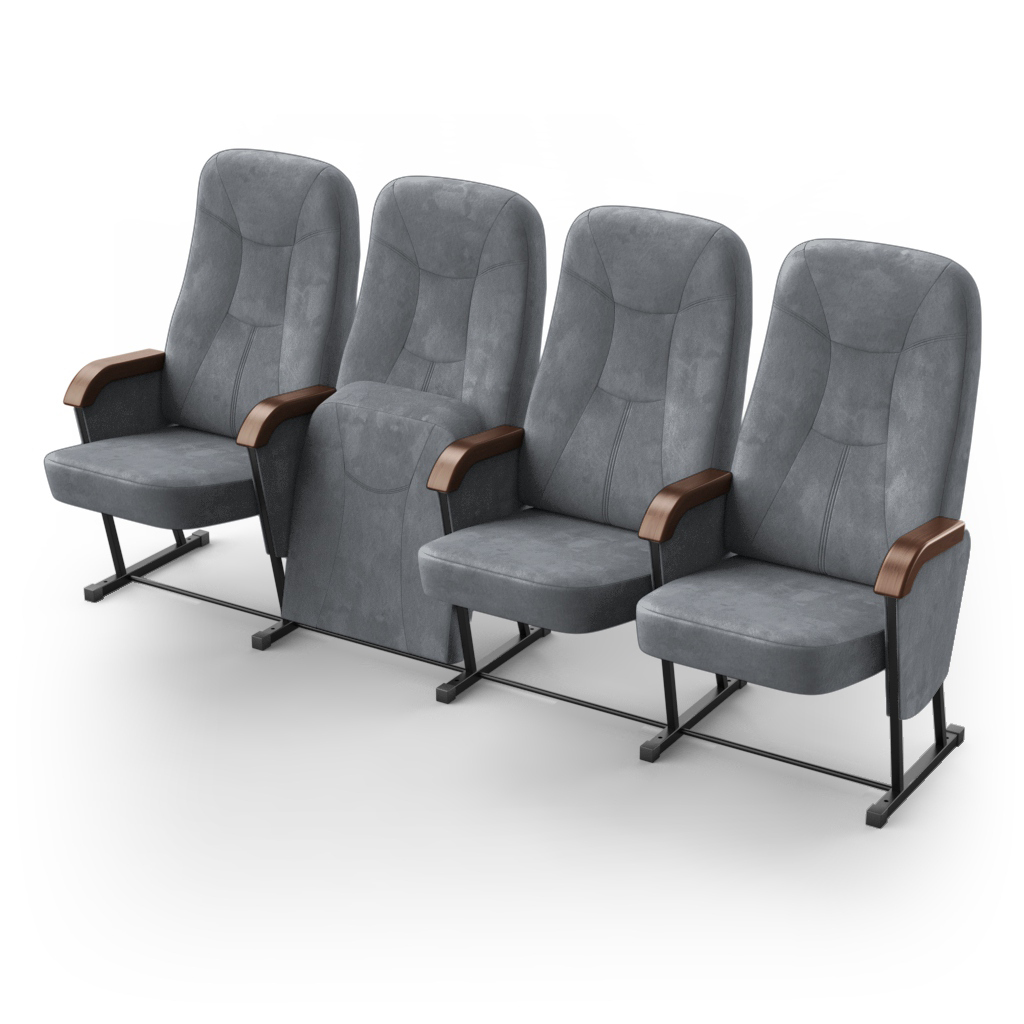 Крісло секційне ПРЕМ'ЄРА ПАРЛАМЕНТ-УНІВЕРСАЛ з фігурним дерев’яним підлокітником та фальшпанелями, 4шт